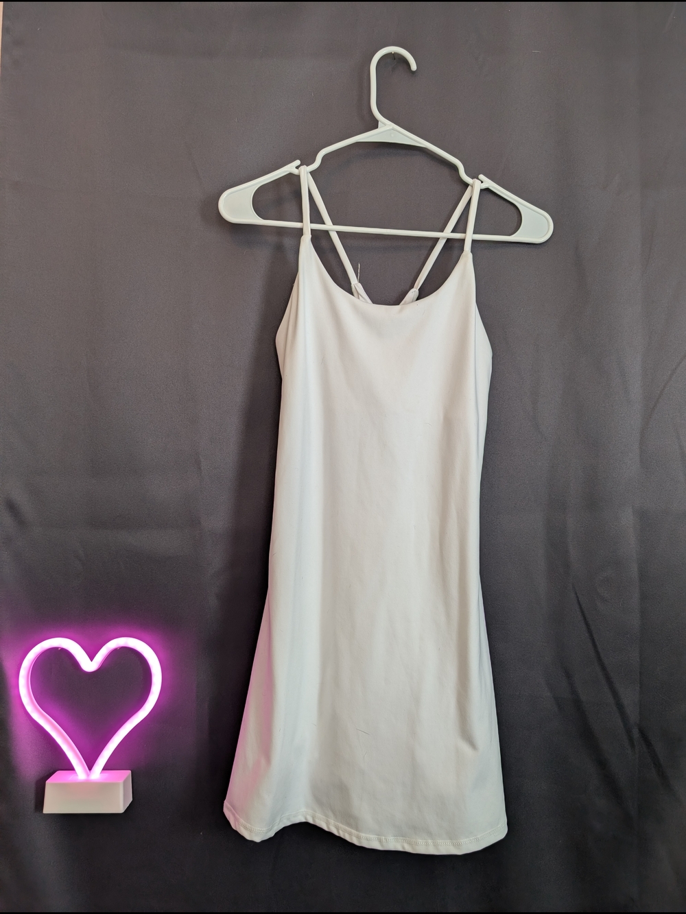Elegant White Double-Strap Skort Racer back Mini Spandex Athletic Dress